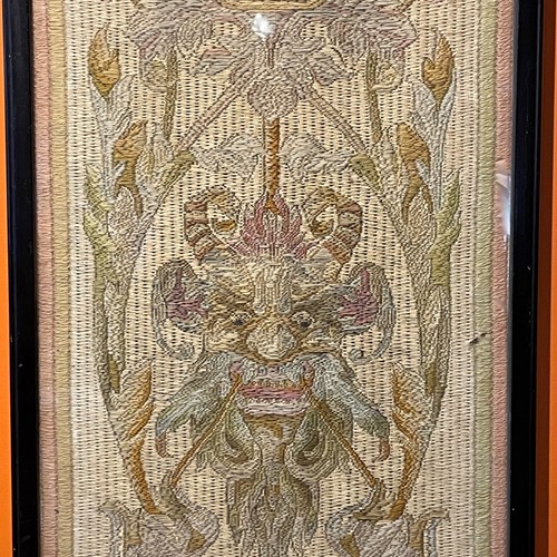 19Th Century Long Needlework Panel Of Grotesques