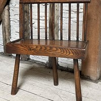Child's Oak Stickback Country Settle / Chair