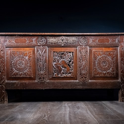 17Th Century Carved Oak Coffer