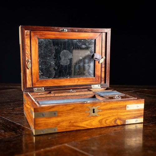 19Th Century Brass Mounted Rosewood Campaign Dressing Box