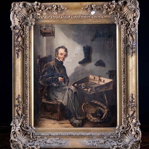 19Th Century Oil On Canvas - The Cobbler