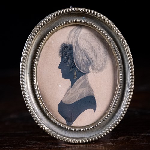 Early 19Th Century Gilded Silhouette Portrait Of A Lady