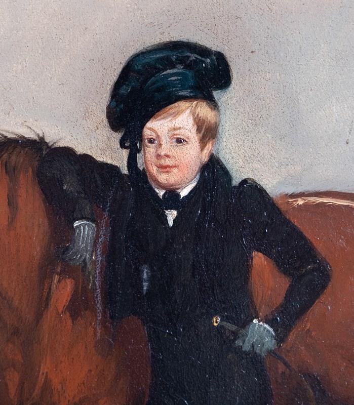 19Th Century Oil On Panel - Boy With Horse. Naive School.-harrington-antiques-dscf1530-main-638296916687578022.JPG