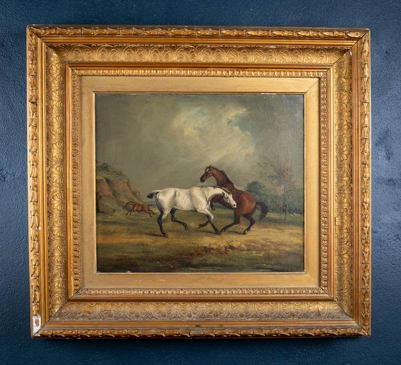 Circle Of Samuel Alken (British, 1784-1825) - Horses In Pasture (Signed 'S. Alke-harrington-antiques-dscf2100-2-main-638296081805873171.JPG