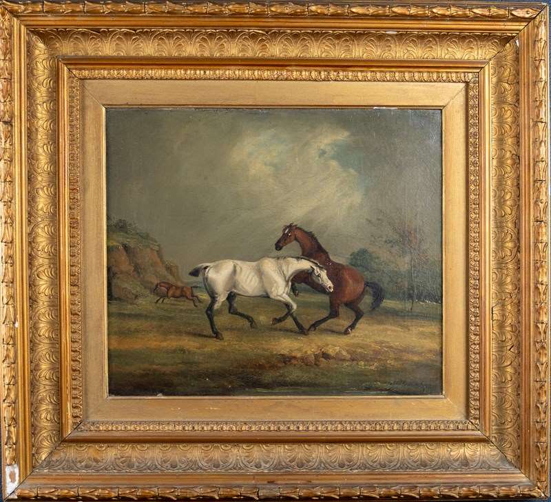 Circle Of Samuel Alken (British, 1784-1825) - Horses In Pasture (Signed 'S. Alke-harrington-antiques-dscf2100-main-638296082858201592.JPG