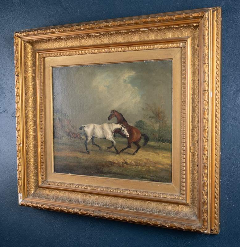 Circle Of Samuel Alken (British, 1784-1825) - Horses In Pasture (Signed 'S. Alke-harrington-antiques-dscf2164-2-main-638296083189290569.JPG