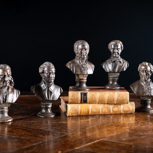 Six 19Th Century Bronze Composer & Writer Portrait Busts