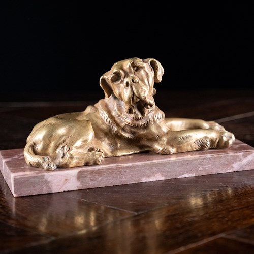 19Th Century Gilt Bronze Mastiff Dog