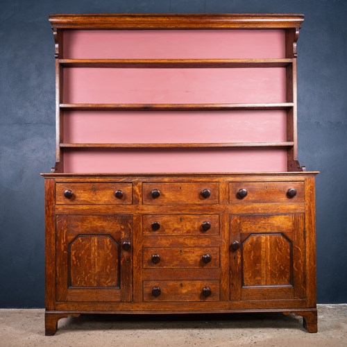 19Th Century Welsh Oak Dresser & Rack