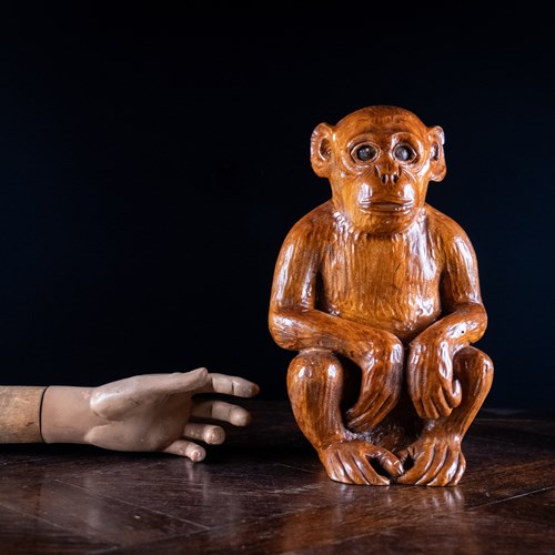 Large Early 20Th Century Carved Chinese Monkey