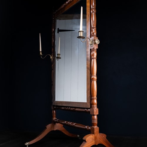 19Th Century Mahogany Cheval Mirror