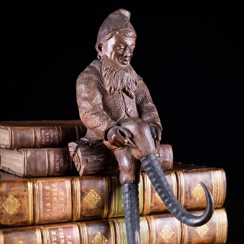 Rare Black Forest Gnome Whip Hook, C.1880