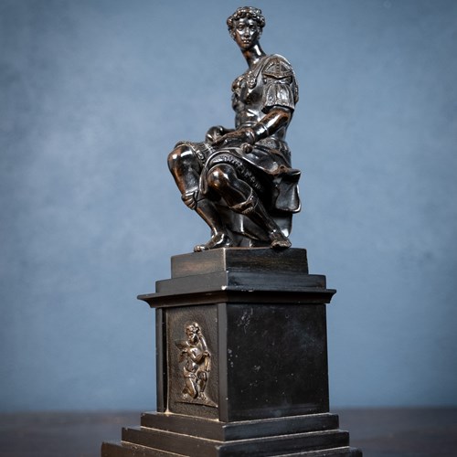 Grand Tour Bronze Of Giuliano De Medici After Michelangelo