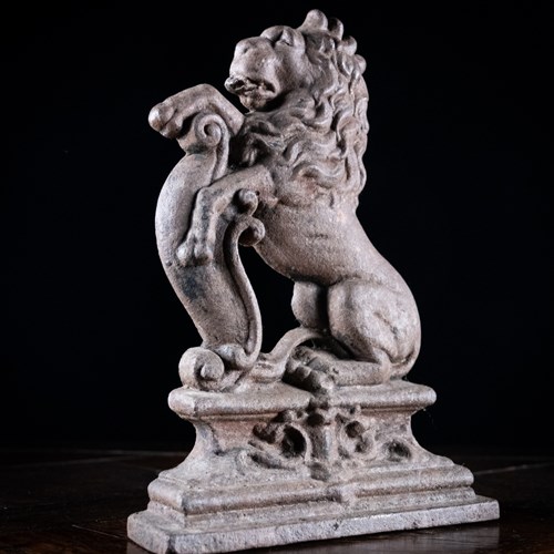 19Th Century Rampant Lion Cast Iron Door Stop