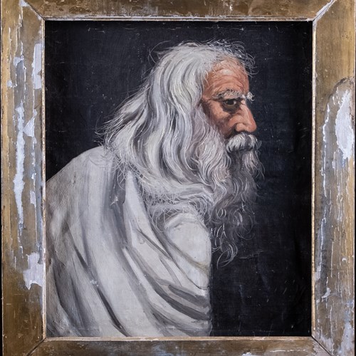 Portrait Of A Wisened Sage. Oil On Canvas.