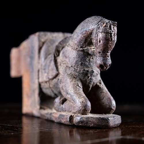Carved Wooden Horse Architectural Element