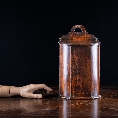 Large Elm Double Compartment Candle Box, C.1800