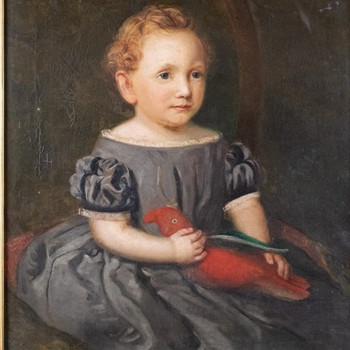 Thomas Walley (1817-1878) - Portrait Of A Child With Parrot