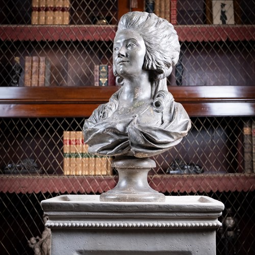 Plaster Bust Of Princess De Lambelle After Augustin Pajou (French, 1730-1809)