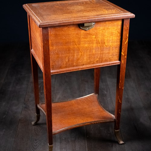 Arts & Crafts Oak Brass Work Table