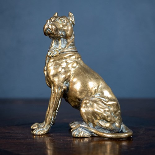 Early 20Th Century Bronze Dog Inkwell