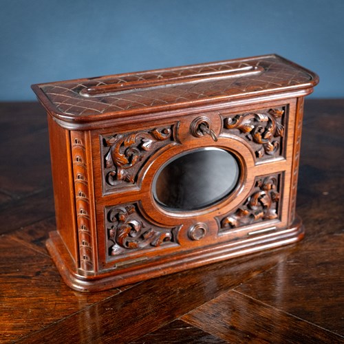 Fine Victorian Carved Walnut Glazed Letter Box