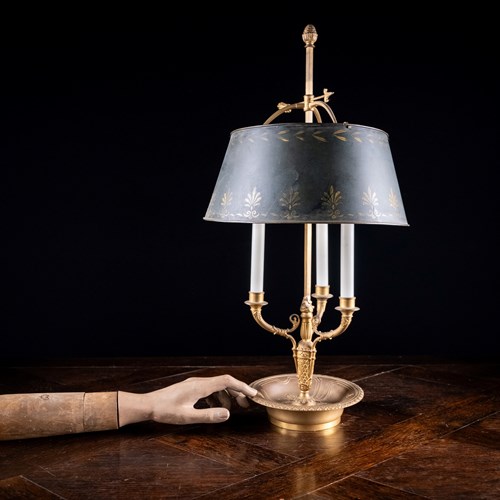 French Gilt Brass Bouillotte Candle Lamp