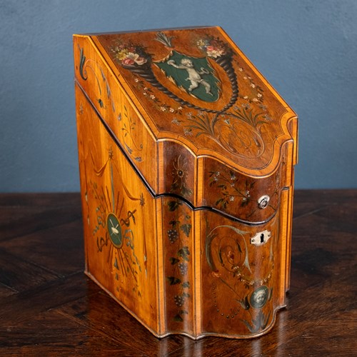 George III Sheraton Period Painted Knife Box, C.1790