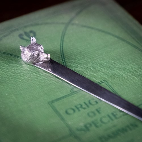 George V Silver Novelty Fox Letter Opener. Stokes & Ireland, 1933