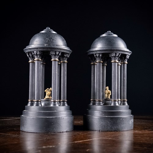 Grand Tour Bronze & Slate Temple Models, C.1880