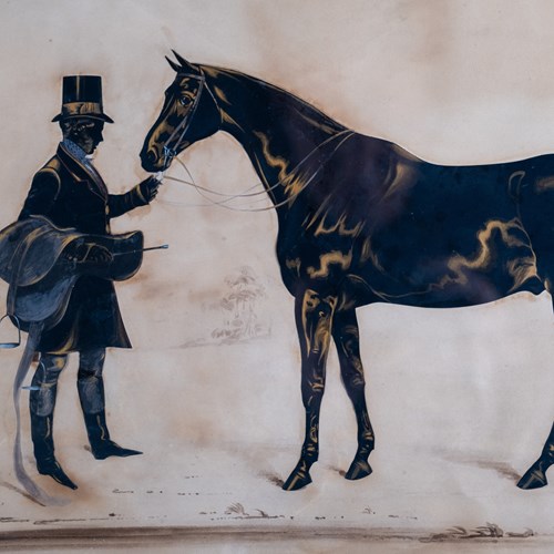 Henry Albert Frith (1819-1871) -Large Silhouette Of Gentleman And Horse