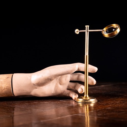 Lacquered Brass Bullseye Condenser Magnifying Glass, C.1910