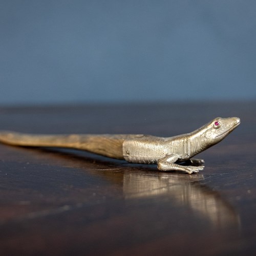 Novelty Brass & Horn Lizard Letter Opener, C.1900