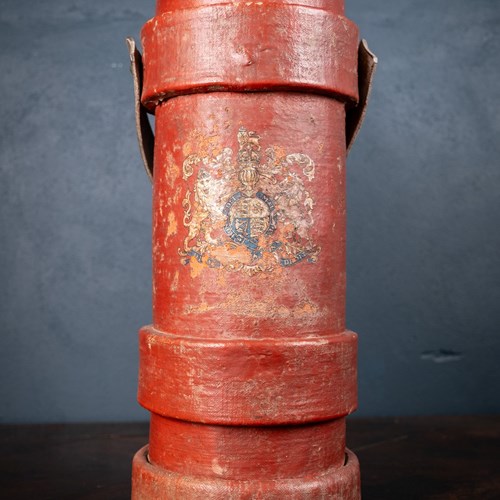 Red Royal Coat Of Arms Artillery Shell Case Stick Stand, C.1900