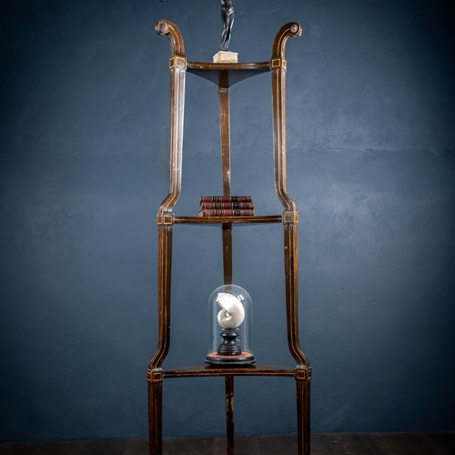 Regency Ebonised And Parcel Gilt Tri-Form Etagere