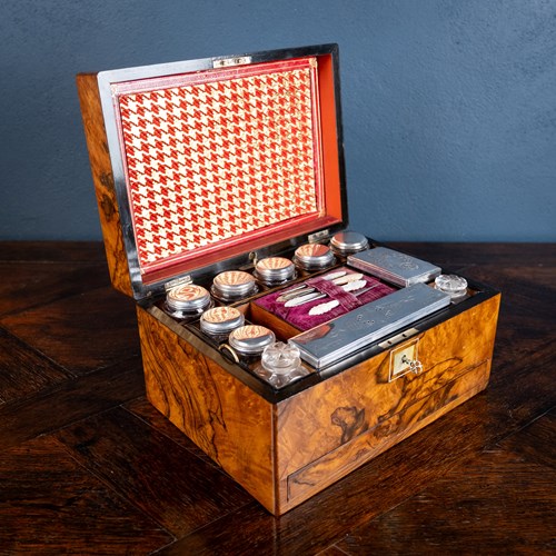 Victorian Burr Walnut Vanity / Dressing Box