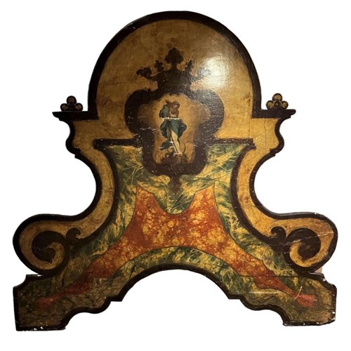 19Th C Spanish Hand Painted Decorative Panel