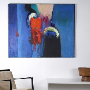 A Large Abstract Oil On Canvas Pain...