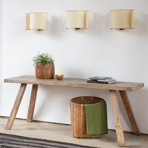 Mid Century Italian Whip-Stitched Parchment Wall Light (Individually Priced)