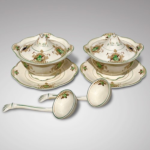 Pretty Pair Of Sauce Tureens With Ladles