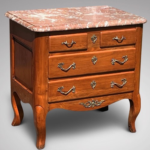 Antique French Fruitwood Commode With Marble Top