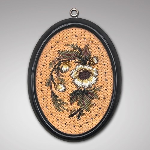 19Th Century Oval Beadwork Picture