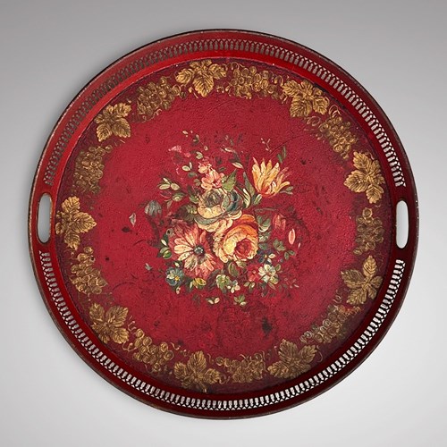 19Th Century Red Toleware Tray
