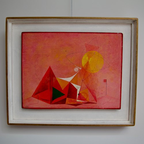 A Pink Abstract Painting By Clarke Hutton