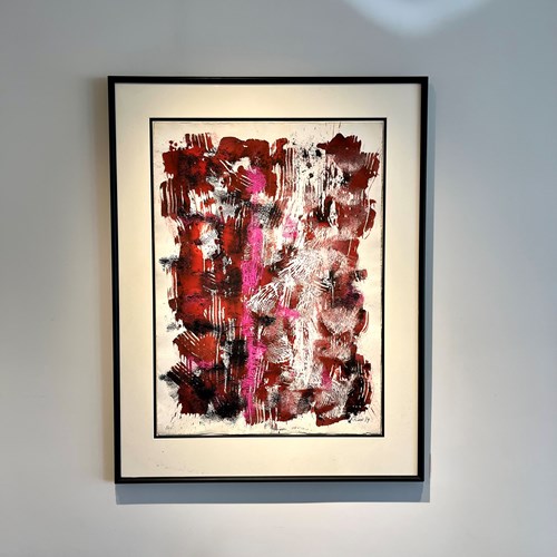 A Pink Abstract Painting By William Gear