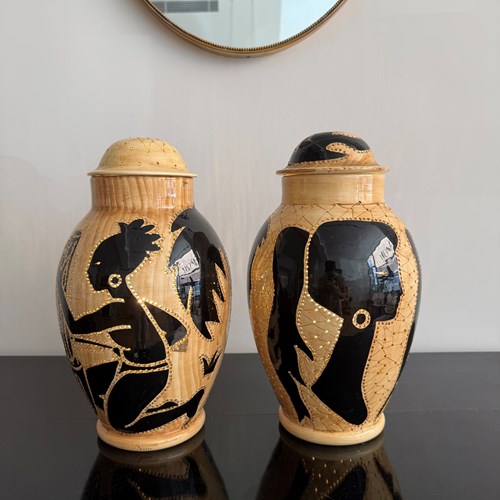 A Pair Of Ceramic Lamps By Vallouris