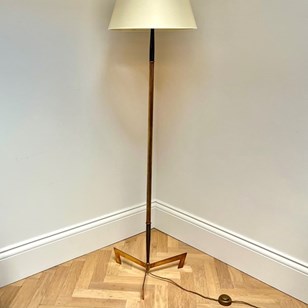 A Reeded Brass Floor Lamp, Circa 19...