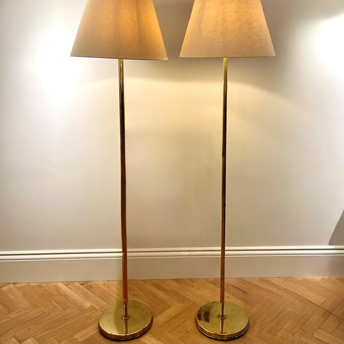 A Near Pair Of Brass Floor Lamps Circa 1970S