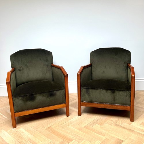 A Pair Of Art Deco Armchairs Circa 1940S