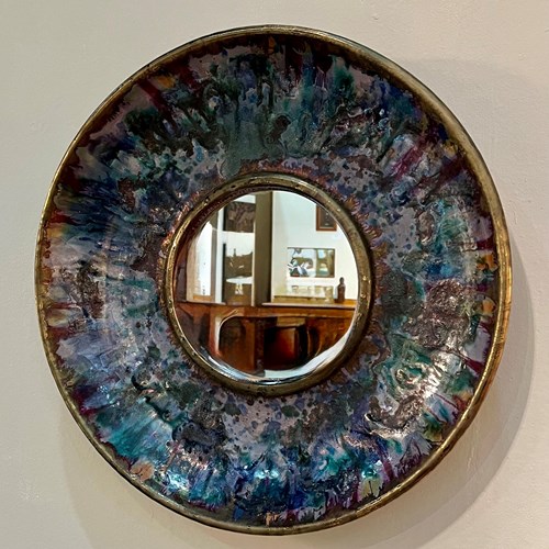 Round Ceramic Mirror Circa 1950S